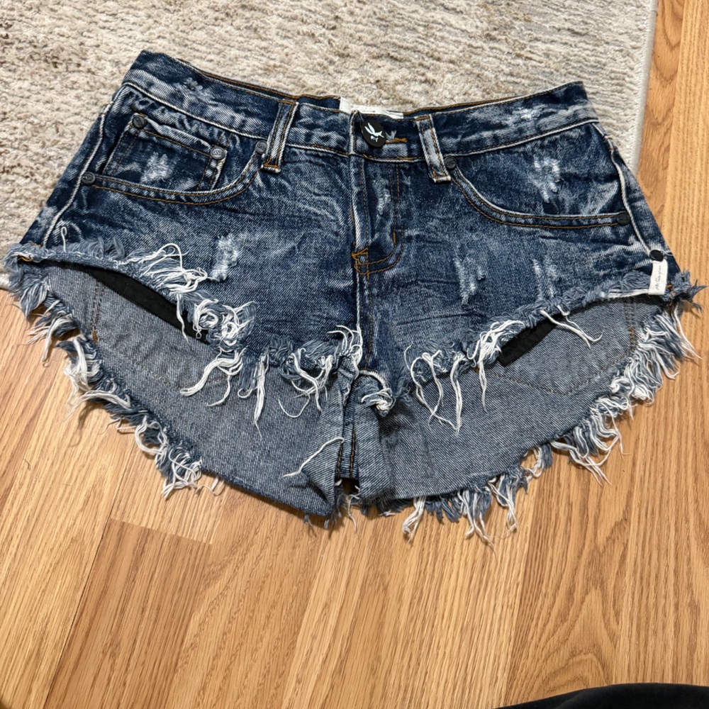 ONE Denim Shorts with Fringe